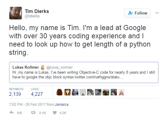 Tim Dierks en twitter