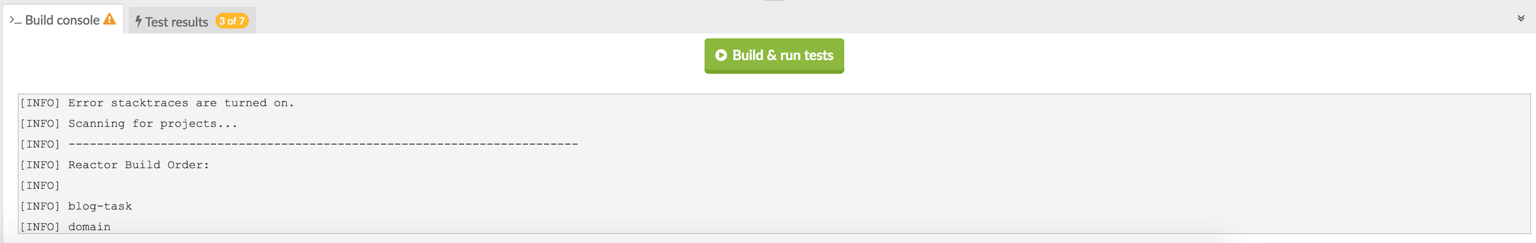The build console in DevSkiller's work sample test