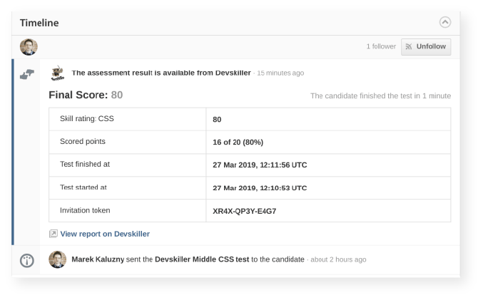 Devskiller + Workable Integration: test summaries
