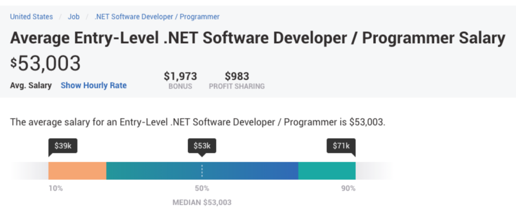 lön för .NET-utvecklare på nybörjarnivå