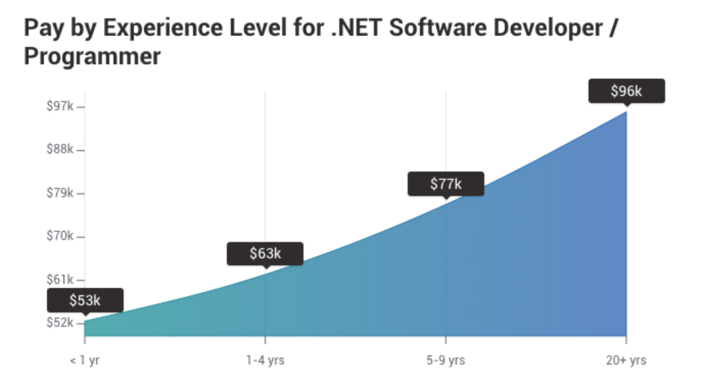 Salaire d'un développeur .NET par niveau d'expérience
