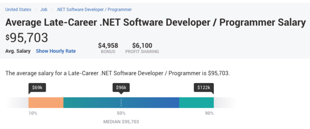 løn til .NET-udvikler i slutningen af karrieren
