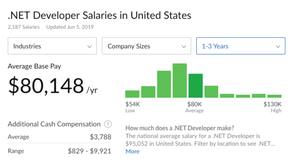 .NET developer salary numbers