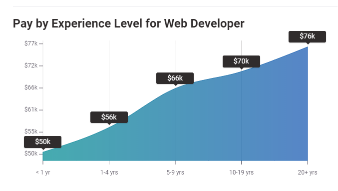 nivel salarial de los desarrolladores web por experiencia