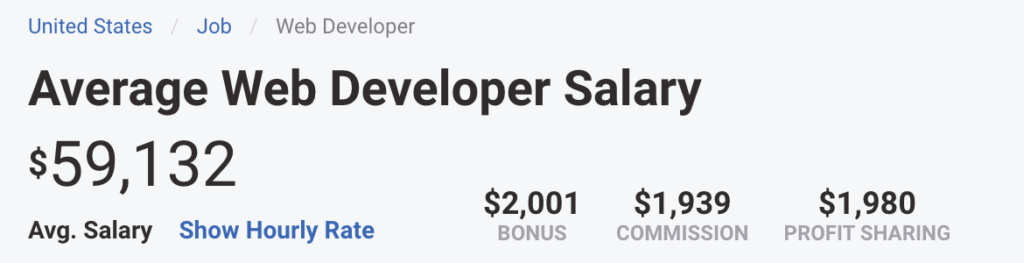 web developer salary numbers