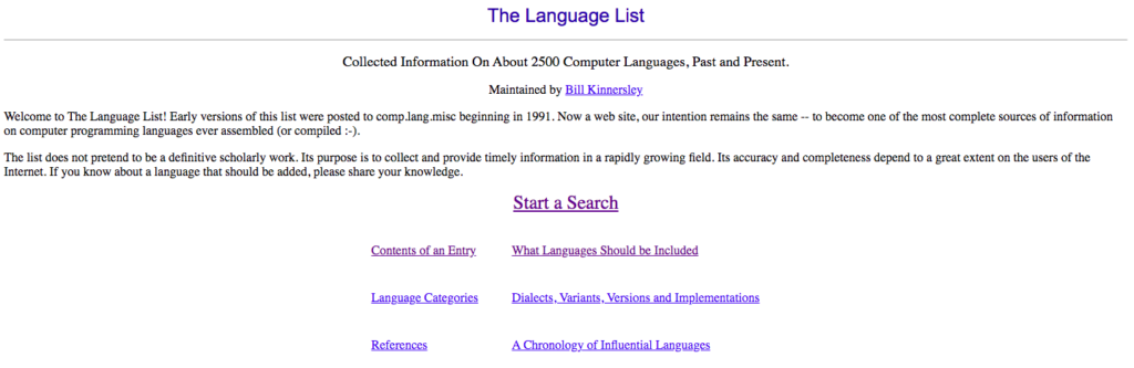 Listen over sprog Liste over kodningssprog