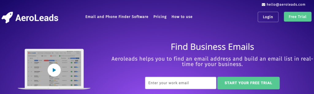 Sourcing tools: Aeroleads