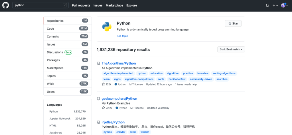 GitHub Python Search Algorithms